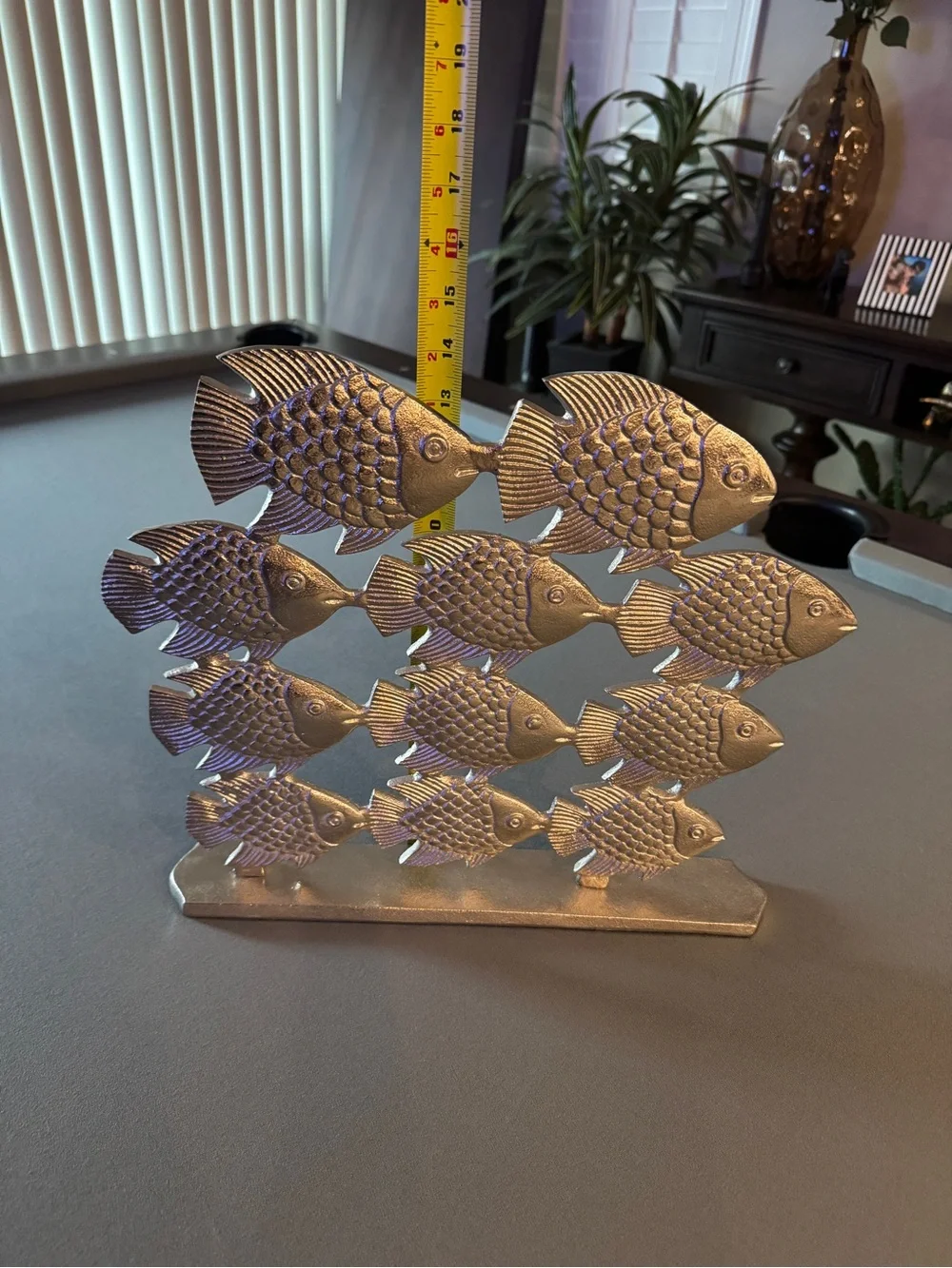 Decorative Metallic Fish School Sculpture - Silver